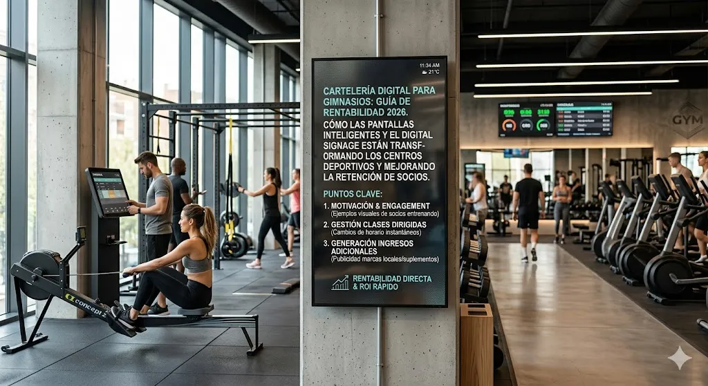 Cartelería Digital para Gimnasios: Guía de Rentabilidad 2026