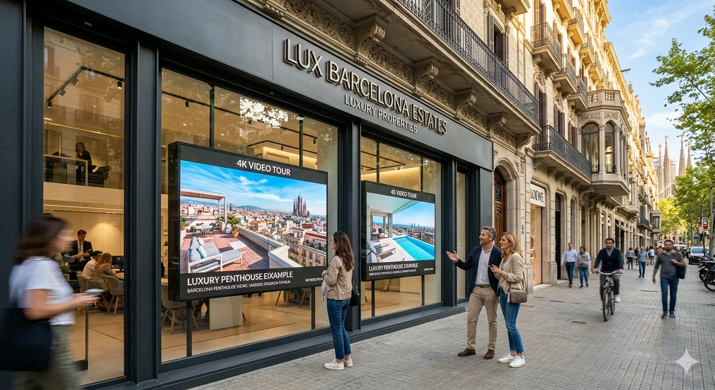 Revolución Digital en el Sector Inmobiliario de Barcelona: Cómo las Pantallas de Alta Luminosidad Transforman tus Ventas