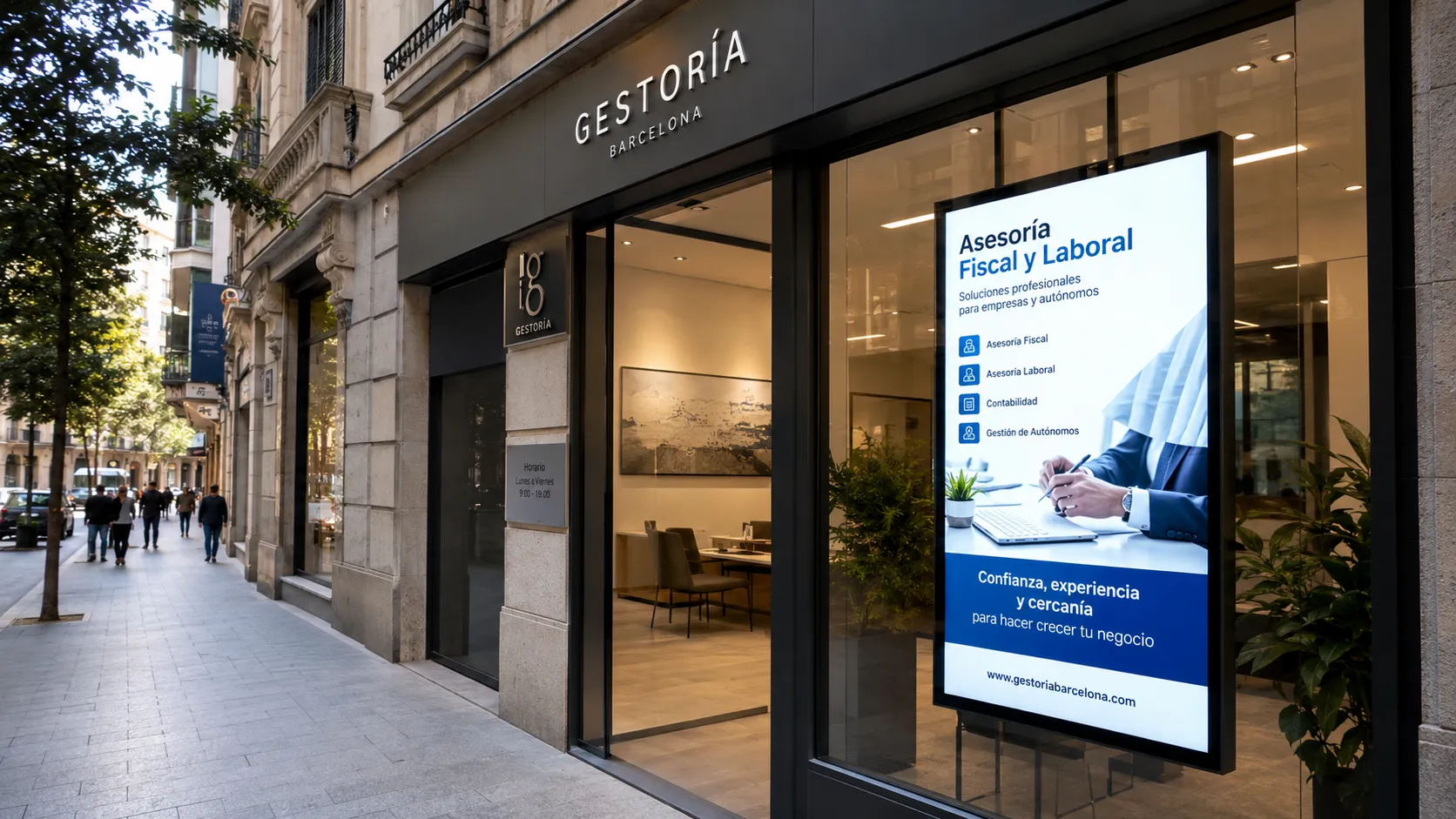 Cartelería Digital para Gestorías en España: Atraer Peatones y Maximizar la Visibilidad en la Calle