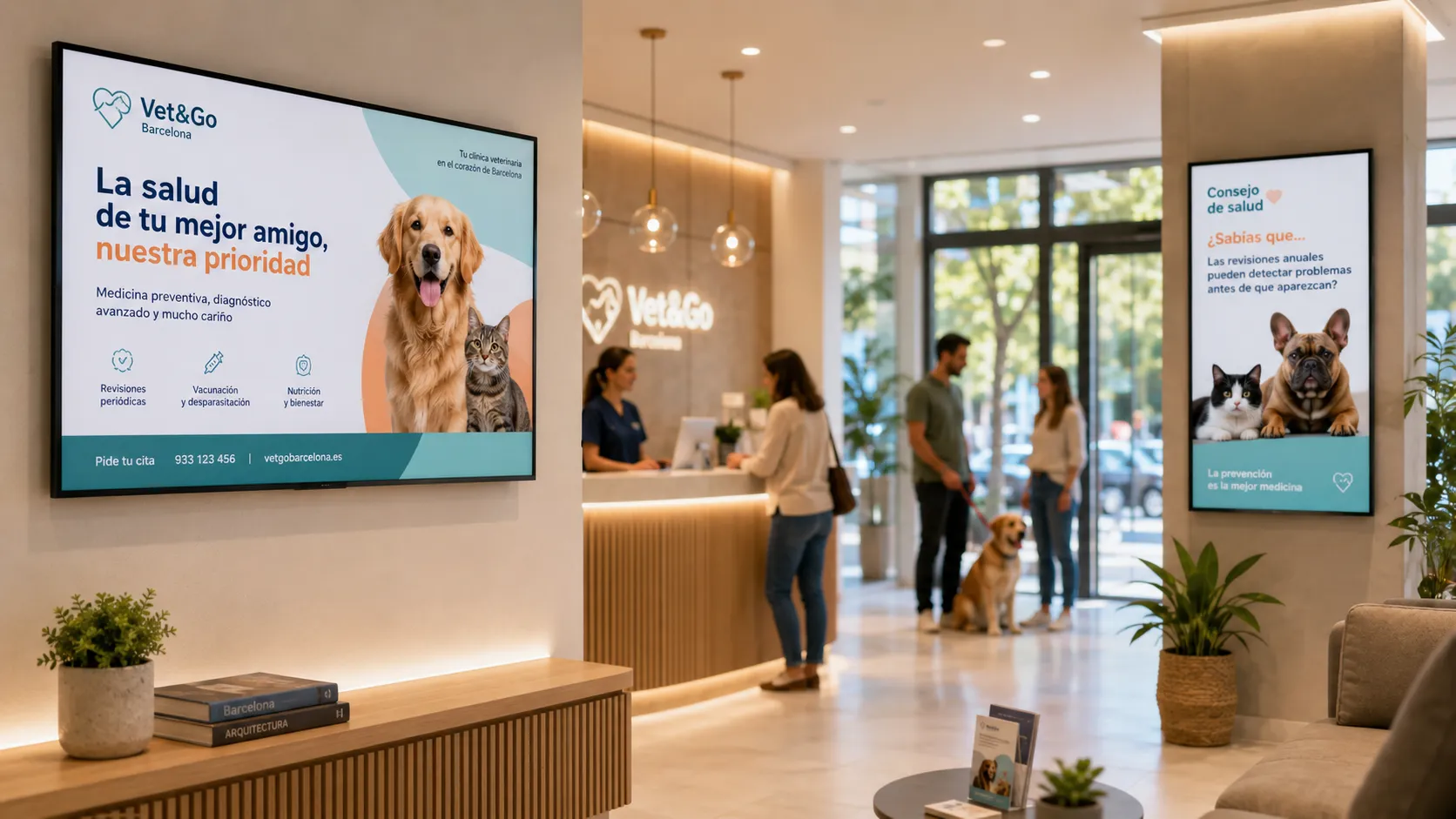 Digitalización Clínica en Barcelona: El Poder de la Cartelería Digital Interior en Clínicas Veterinarias