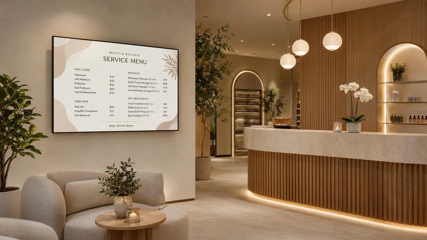 Instalación real de PubliTV / iDiRed en sector Centros de Estética y Spas