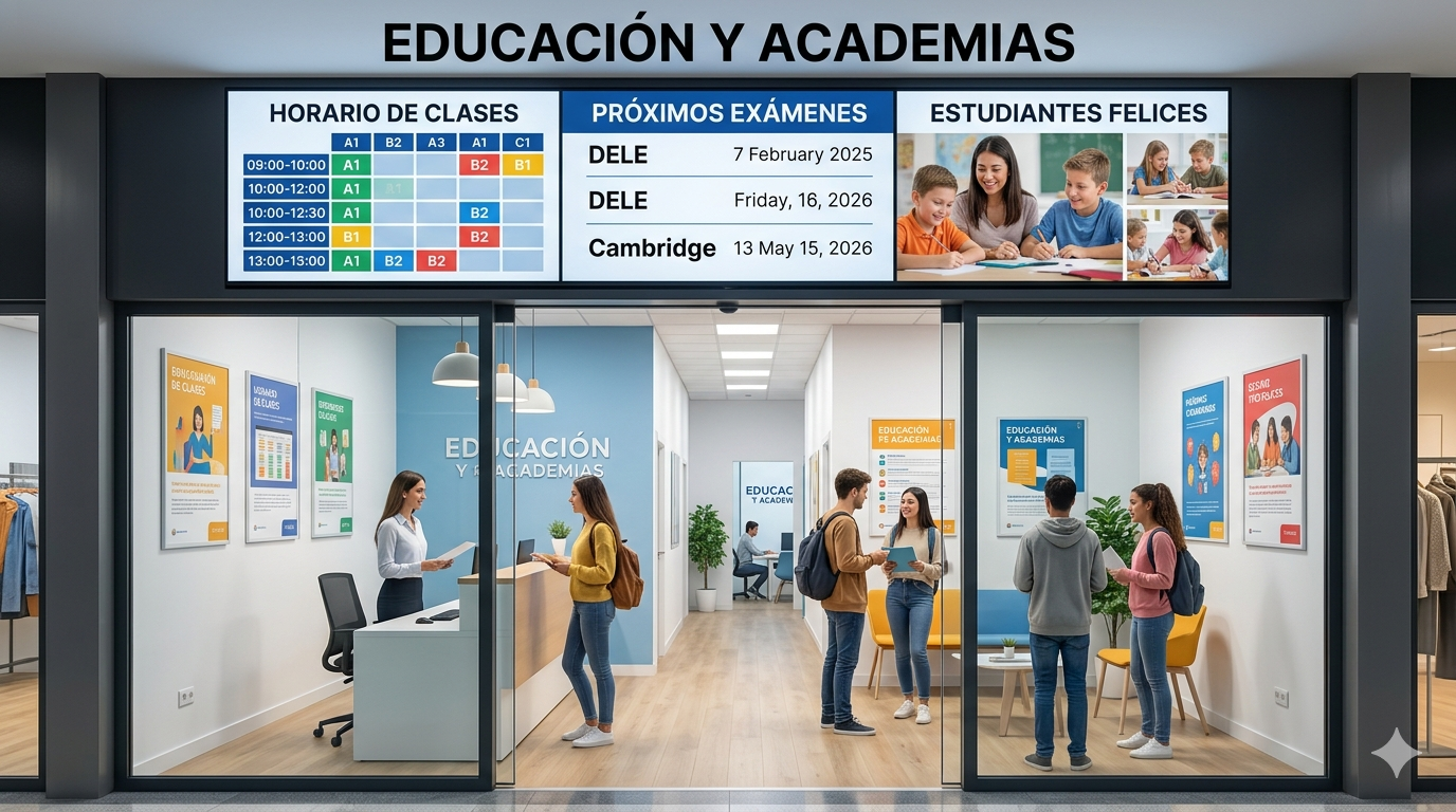 Instalación real de PubliTV / iDiRed en sector Educación y Academias