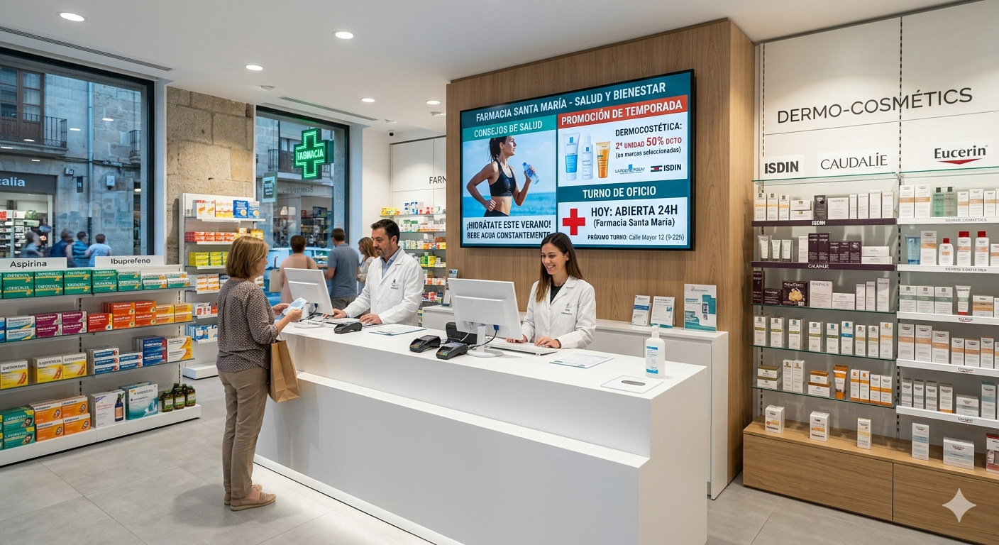 Instalación real de PubliTV / iDiRed en sector Farmacias y Salud