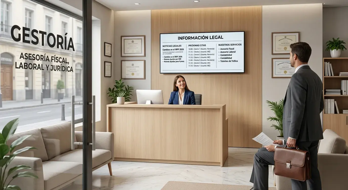 Instalación real de PubliTV / iDiRed en sector Gestorías y Abogados
