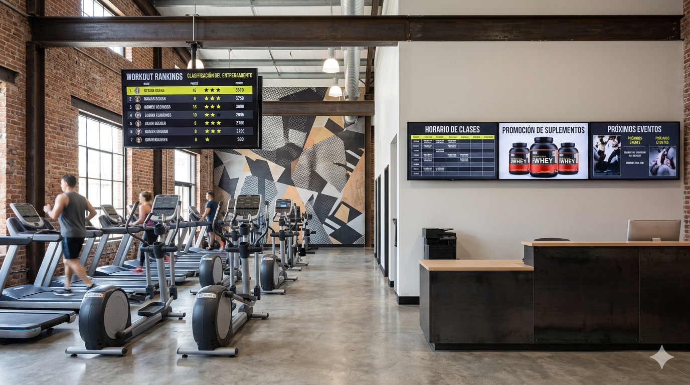 Instalación real de PubliTV / iDiRed en sector Gimnasios y Fitness