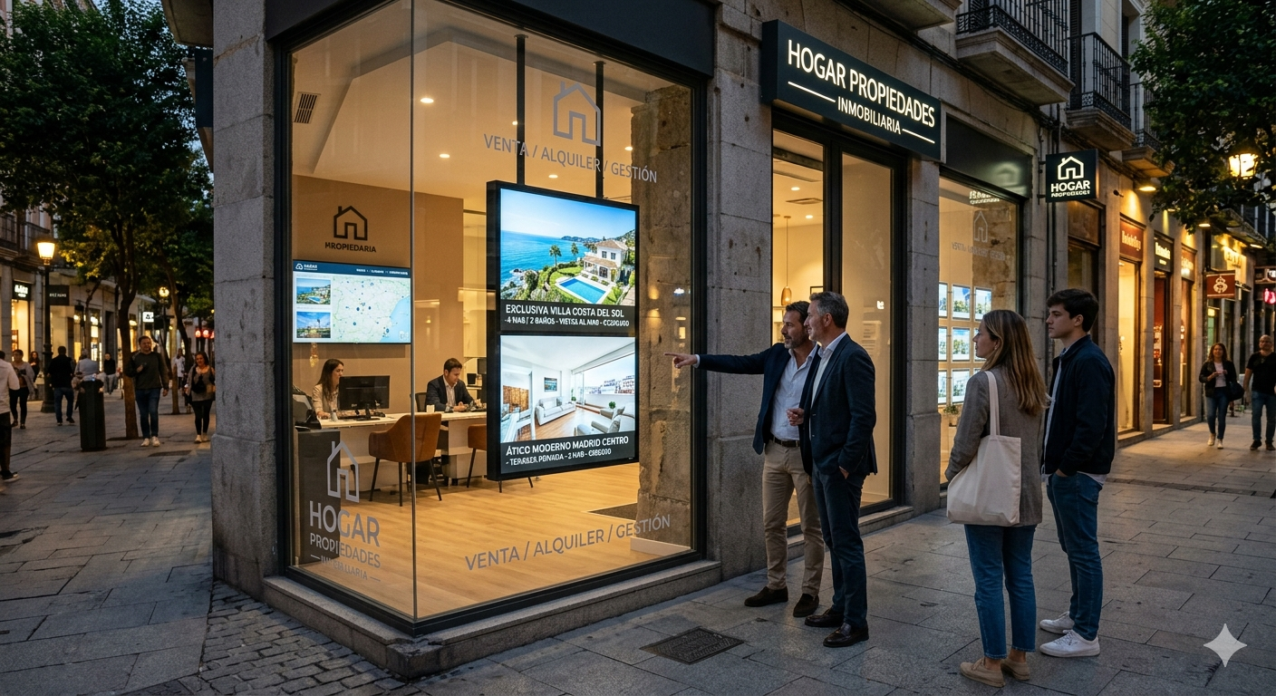 Instalación real de PubliTV / iDiRed en sector Inmobiliarias