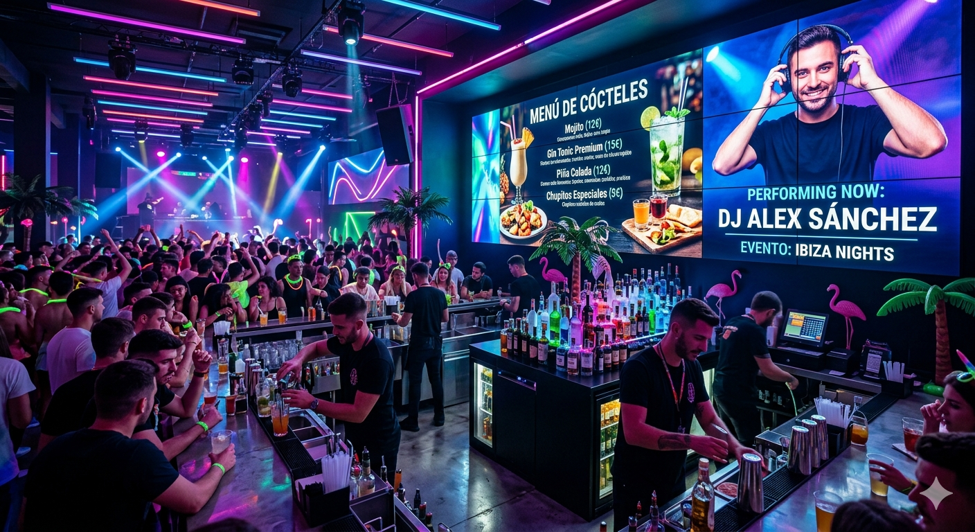 Instalación real de PubliTV / iDiRed en sector Discotecas y Pubs