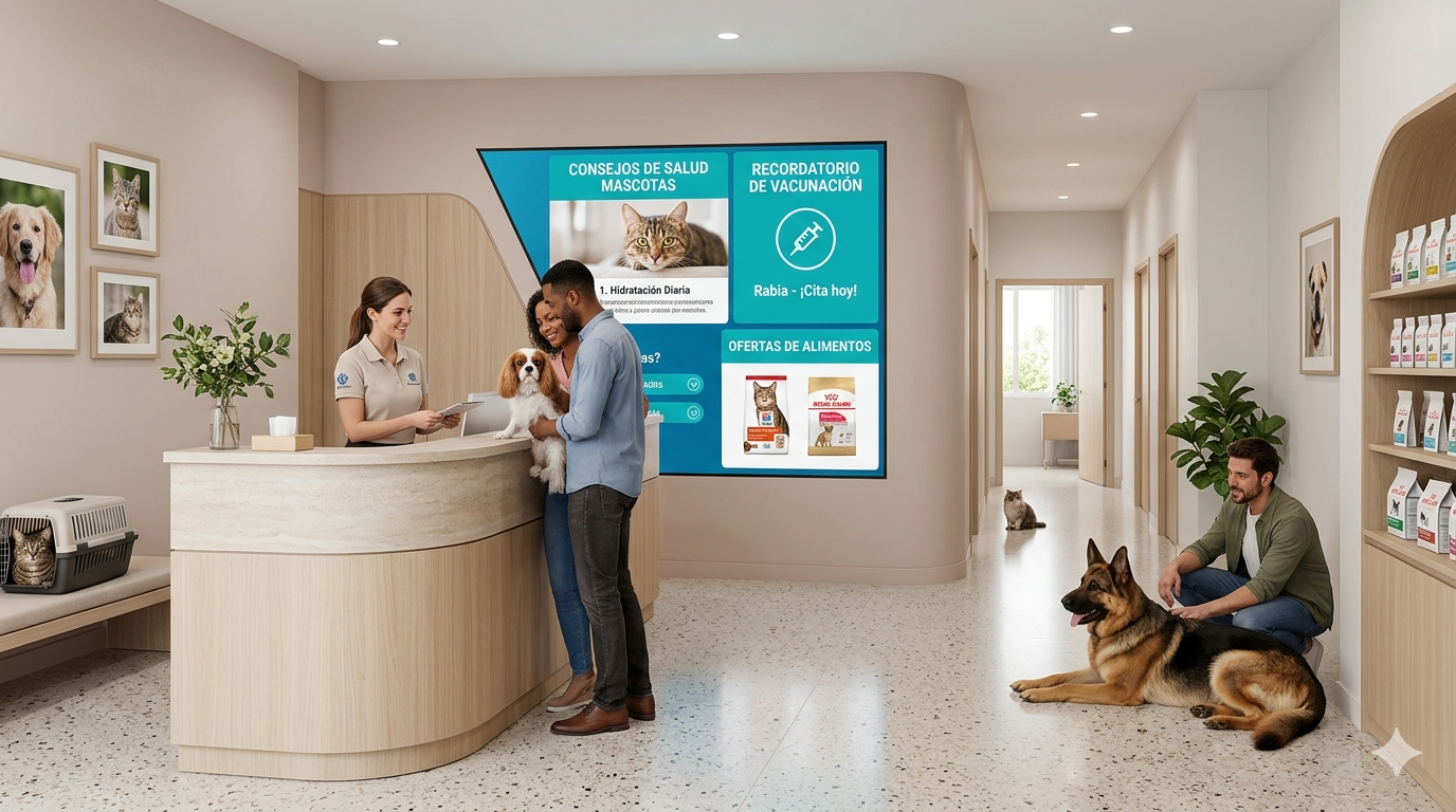 Instalación real de PubliTV / iDiRed en sector Veterinarios y Mascotas